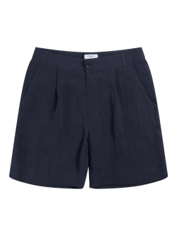 Percival Tailored Linen Blend Shorts, Navy, Navy