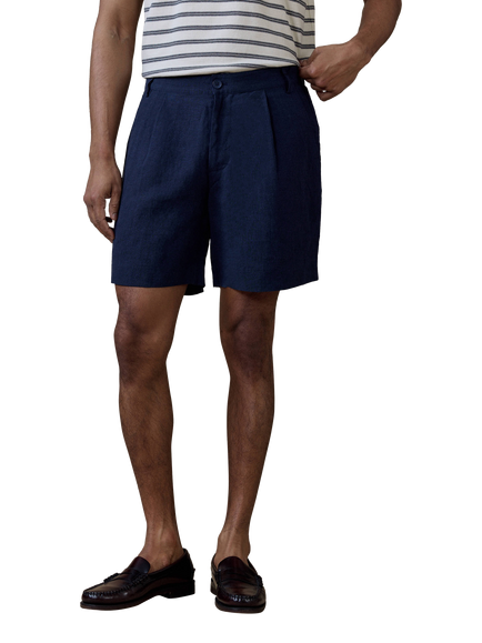 Percival Tailored Linen Blend Shorts, Navy, Navy