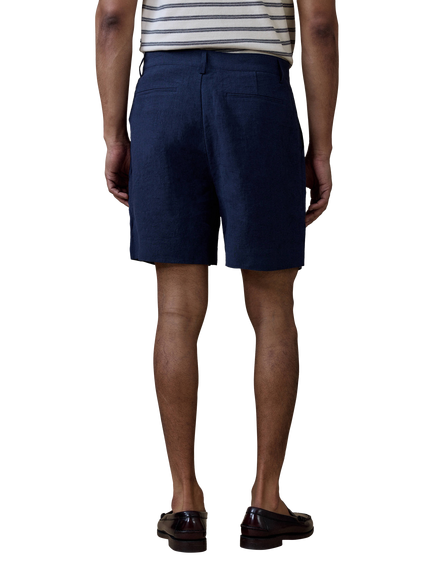 Percival Tailored Linen Blend Shorts, Navy - view 2, Navy