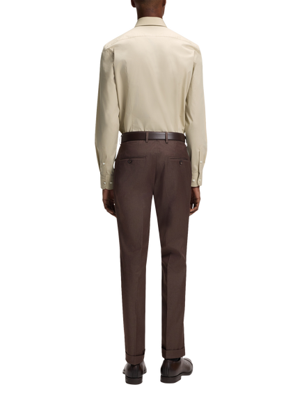 BOSS Black Heritage Cotton Blend Slim Fit Shirt, Beige - view 2, Beige