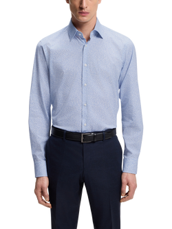 BOSS Regular Fit Floral Print Cotton Blend Shirt, Pastel Blue, Pastel Blue