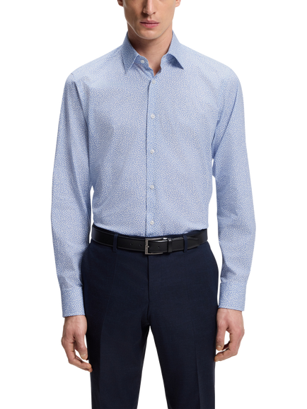 BOSS Regular Fit Floral Print Cotton Blend Shirt, Pastel Blue, Pastel Blue