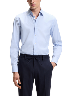HUGO BOSS Slim Fit Tailored Check Long Sleeve Shirt, Light Blue, Light Blue