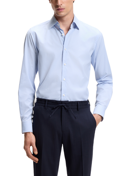HUGO BOSS Slim Fit Tailored Check Long Sleeve Shirt, Light Blue, Light Blue