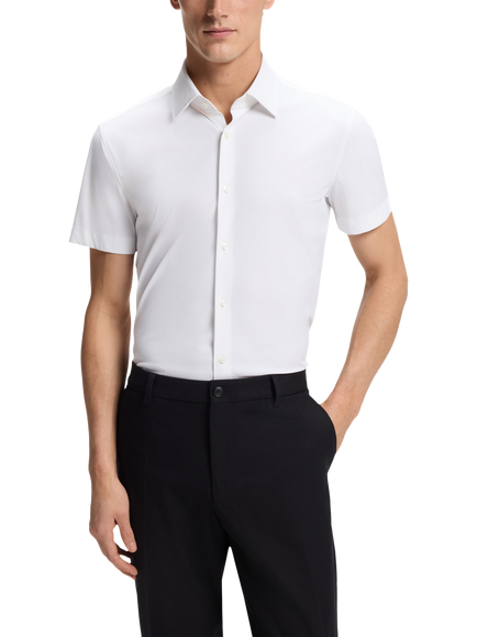 BOSS Slim Fit Short Sleeve Shirt, White, White