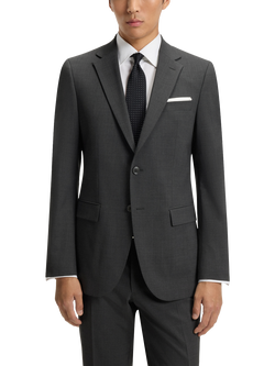 BOSS Heritage Wool Blend Single Breasted Suit Jacket, Dark Grey, Dark Grey