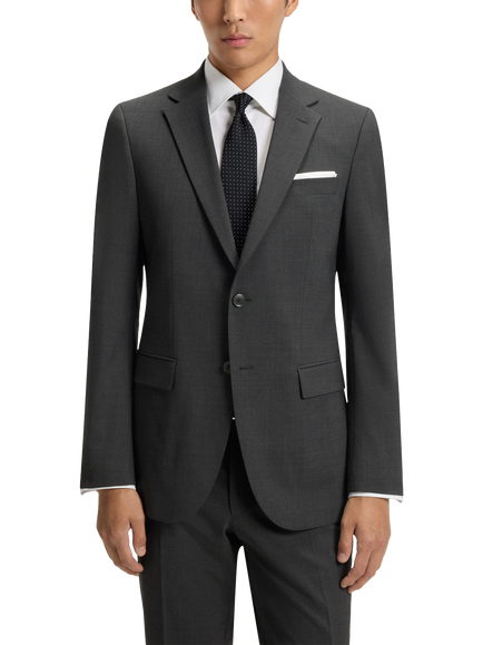 BOSS Heritage Wool Blend Single Breasted Suit Jacket, Dark Grey, Dark Grey