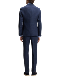 BOSS Linen Blend Slim Single Breasted Suit Jacket, Open Blue - view 2, Open Blue