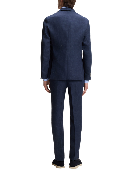 BOSS Linen Blend Slim Single Breasted Suit Jacket, Open Blue - view 2, Open Blue