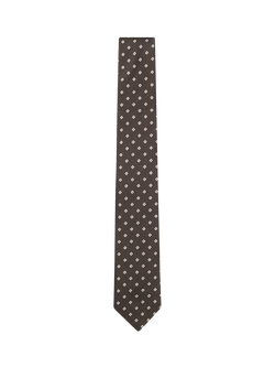 HUGO BOSS Geometric Silk Blend Tie, Dark Brown, Dark Brown