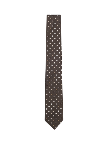 HUGO BOSS Geometric Silk Blend Tie, Dark Brown, Dark Brown
