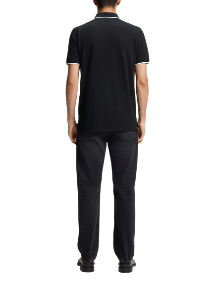 HUGO Knitted Short Sleeve Polo Short, Black - view 2, Black
