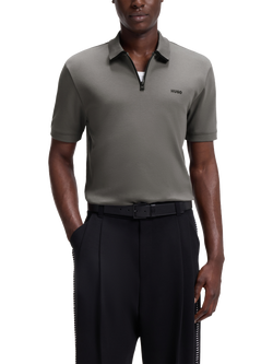HUGO Dalomino Pique Cotton Polo Shirt, Grey, Grey