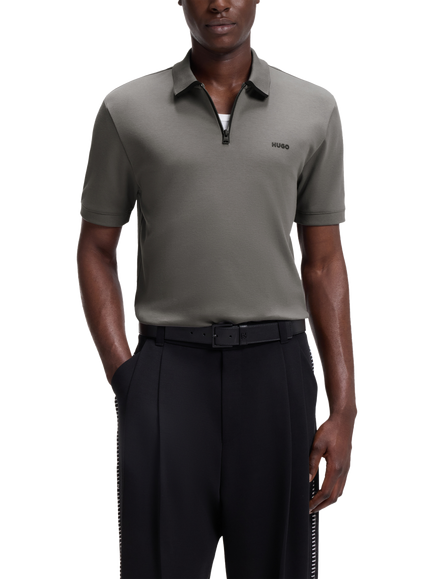 HUGO Dalomino Pique Cotton Polo Shirt, Grey, Grey