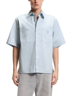 HUGO Ebwin Cotton Short Sleeve Shirt, Blue, Blue