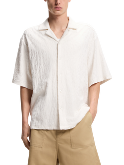HUGO Short Sleeve Loose Fit Cotton Shirt, Open White, Open White