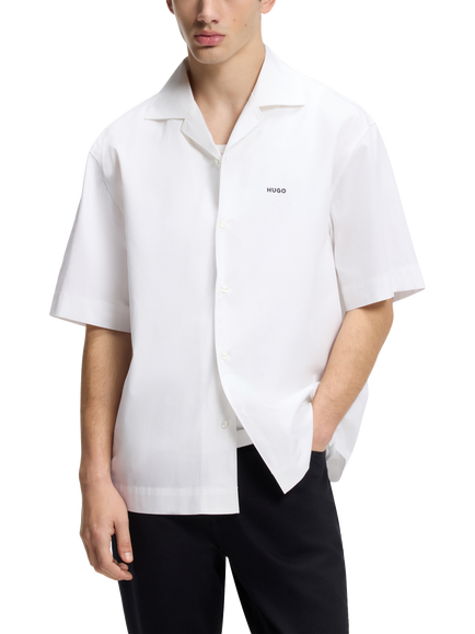 HUGO Espino Cotton Short Sleeve Shirt, White, White