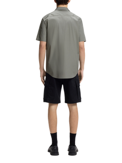 HUGO Short Sleeve Loose Fit Cotton Shirt, Dark Grey - view 2, Dark Grey