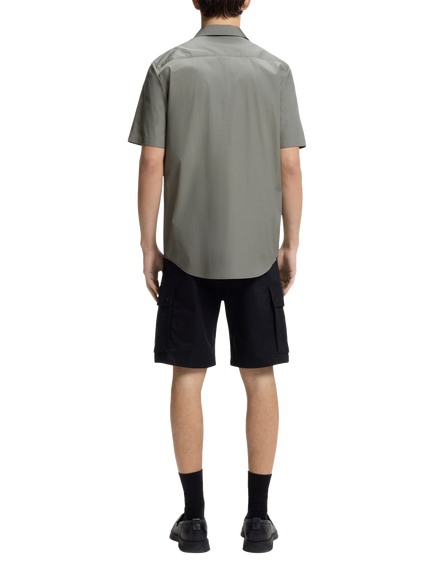 HUGO Short Sleeve Loose Fit Cotton Shirt, Dark Grey - view 2, Dark Grey