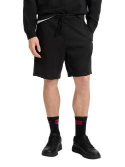 HUGO Loose Fit Cotton Jogger Shorts, Black, Black