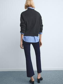 Mango Sienna Flared Cropped Jeans, Dark Blue - view 2, Dark Blue