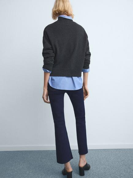 Mango Sienna Flared Cropped Jeans, Dark Blue - view 2, Dark Blue