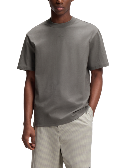 HUGO Cotton Loose Fit Short Sleeve T-Shirt, Dark Grey, Dark Grey