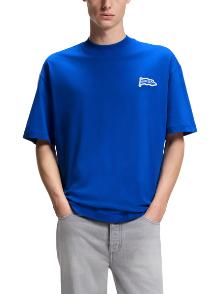 HUGO Cotton Regular Fit Short Sleeve Logo T-Shirt, Open Blue, Open Blue