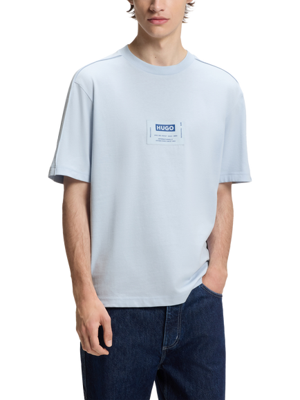 HUGO BOSS Short Sleeve Cotton Logo T-Shirt, Open Blue, Open Blue