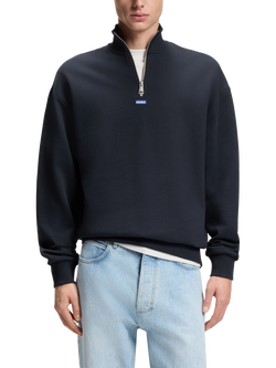 HUGO Neeler Quarter Zip Sweatshirt, Dark Blue, Dark Blue