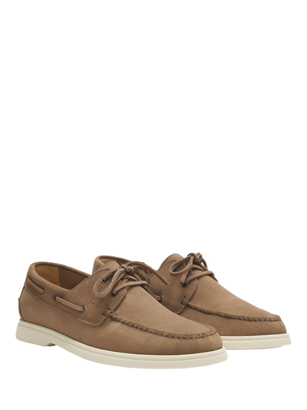 HUGO BOSS BOSS Suede Boat Shoes, Medium Beige - view 2, Medium Beige