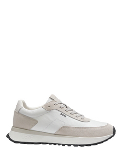 HUGO BOSS BOSS Jonah Lace Up Leather Trainers, Natural, Natural