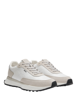 HUGO BOSS BOSS Jonah Lace Up Leather Trainers, Natural - view 2, Natural
