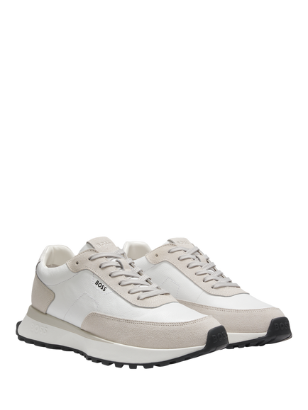 HUGO BOSS BOSS Jonah Lace Up Leather Trainers, Natural - view 2, Natural