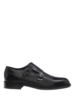 HUGO BOSS BOSS Leather Double Monk Shoes, Black, Black