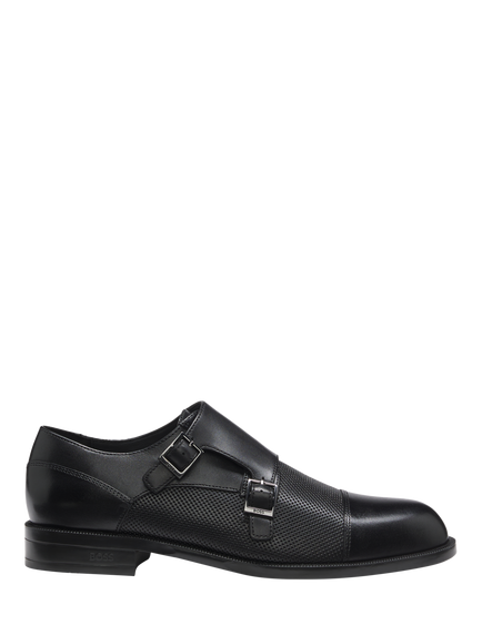 HUGO BOSS BOSS Leather Double Monk Shoes, Black, Black