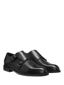 HUGO BOSS BOSS Leather Double Monk Shoes, Black - view 2, Black