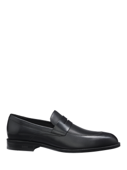 BOSS Tayil Slip On Leather Loafers, Black, Black