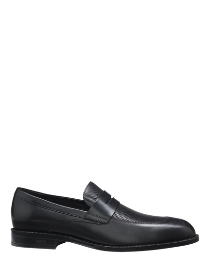 BOSS Tayil Slip On Leather Loafers, Black, Black