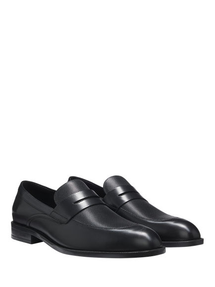 BOSS Tayil Slip On Leather Loafers, Black - view 2, Black