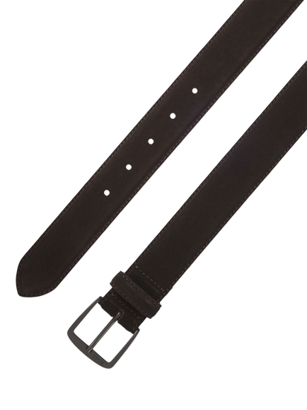 BOSS Suede Belt, Dark Brown - view 2, Dark Brown
