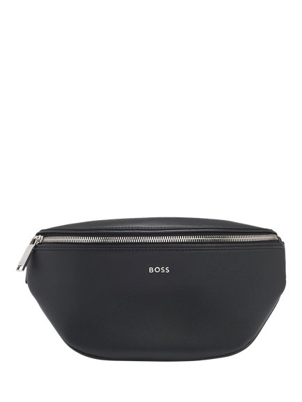 BOSS Daxter Leather Bum Bag, Black, Black