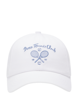 BOSS Cotton Tennis Embroidery Baseball Cap, White/Blue, White/Blue