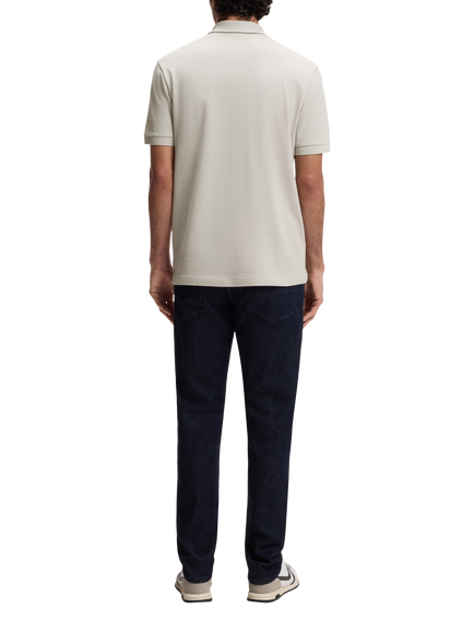 BOSS Cotton Blend Slim Fit Short Sleeve Polo Shirt, Black - view 2, Grey