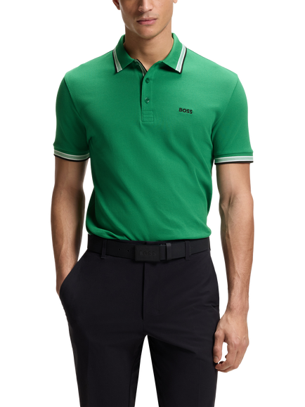 BOSS Paddy Short Sleeve Cotton Polo Shirt, Bright Green