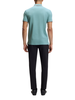 BOSS Paddy Short Sleeve Cotton Polo Shirt - view 2, Turquoise/Aqua