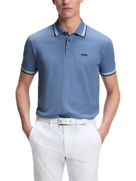 HUGO BOSS Regular Fit Cotton Pique Polo Shirt, Open Blue, Open Blue