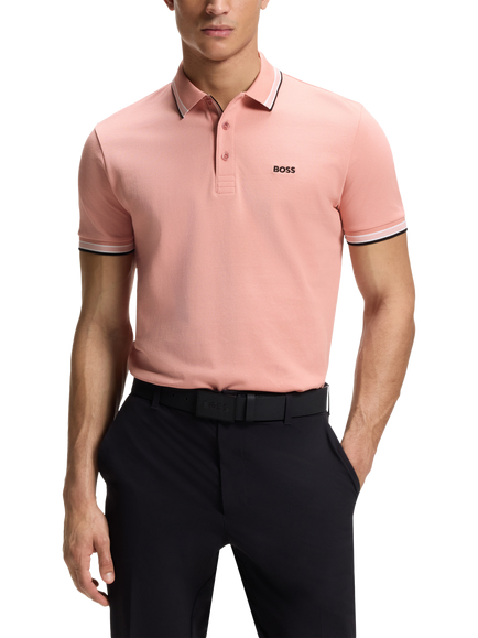 BOSS Paddy Short Sleeve Cotton Polo Shirt, Pastel Pink