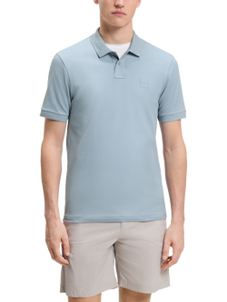 HUGO BOSS Slim Fit Short Sleeve Polo Shirt, Pastel Blue, Pastel Blue