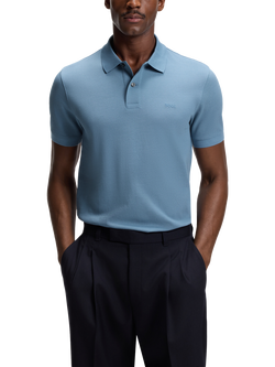 BOSS Pallas Cotton Polo Top, Pastel Blue